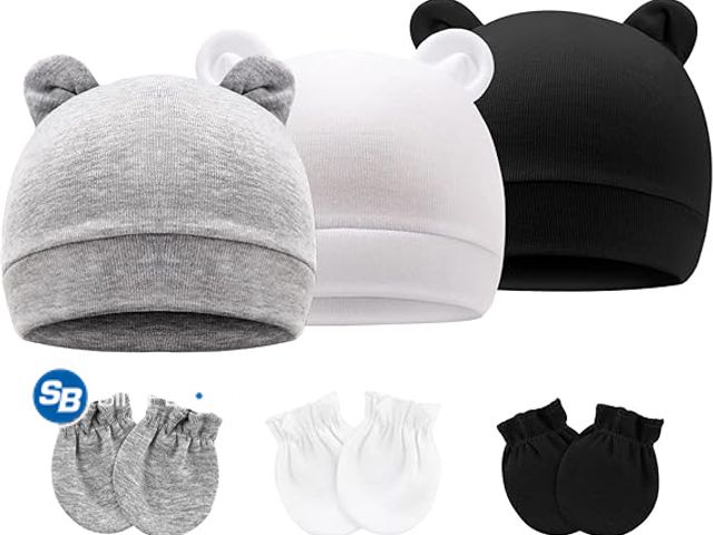 Lot 58-38896 - BQUBO Newborn Girls Hats Baby Hat and Mittens Set Infant Caps Bow Hospital Beanie with No Scratch Mi...