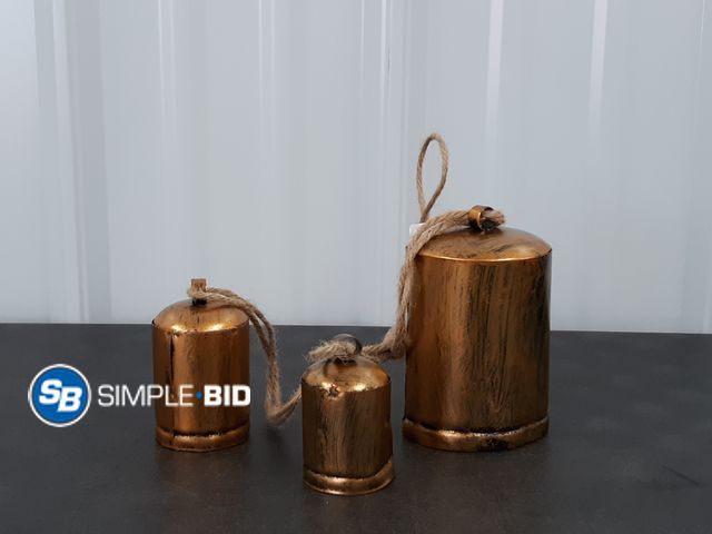 Lot 58-37187 - Set of (2) Harmony Rustic Gold Christmas Bells for Decoration - Perfect for Cow Bell, Door Hanging, ...