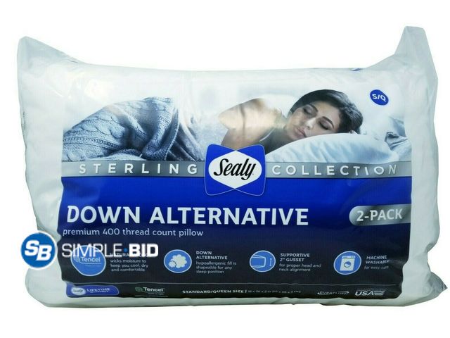 Lot 58-68782 - New Sealy Sterling Collection Down Alternative Pillows 400 Thread Queen - 2 Pack
