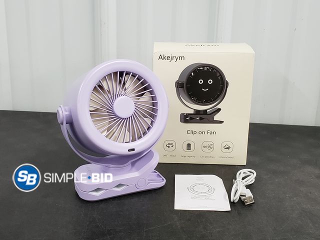 Lot 58-50619 - New Akejrym Clip on Fan for Bed, Portable Fan for Travel, 360° Rotate Battery Operated Personal Fan,...