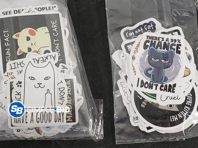 Lot 58-53284 - Large Lot of New Vinyl Waterproof Funny Decals for Decals Laptop Notebook Water Bottles - variety of...