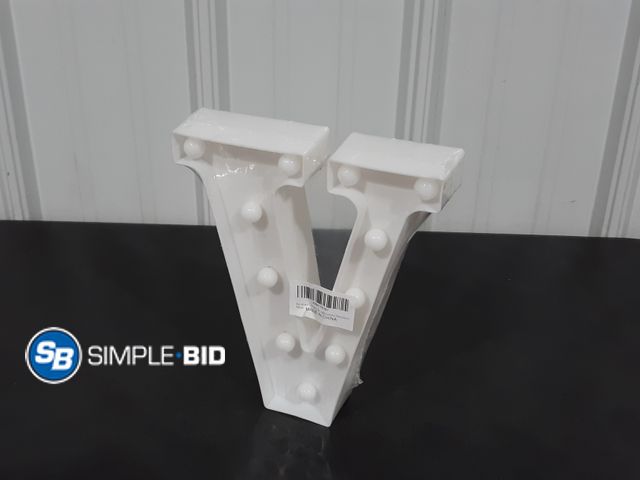 Lot 58-17637 - Plastic Letter V with lights for Decor