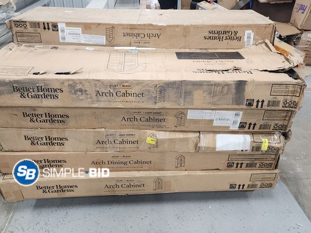 Lot 58-59106 - Lot of (11) Better Homes &amp; Gardens Juliet Arch Cabinets Box 1 of 2's  Various Colors Black, Gree...