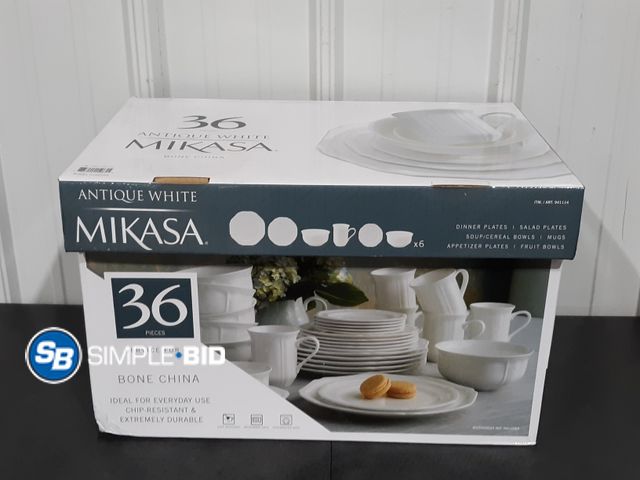 Lot 58-34588 - Mikasa Antique White Service for 6 -- Dinner plates - Salad plates - Soup and Cereal - unopened