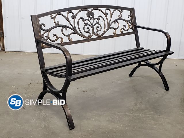 Lot 58-29946 - New Outdoor Bench Garden Bench, Weatherproof Anti-Rust Heavy-Duty Outside Benches Clearance, Wrought...