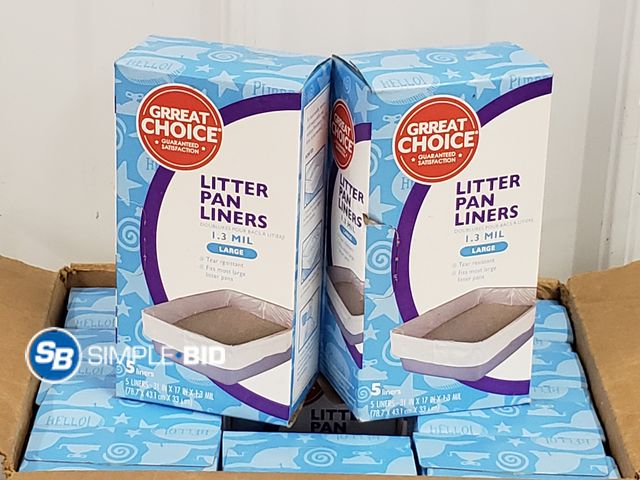 Lot 58-67697 - Lot of (12) Boxes of Grreat Choice Litter Pan Liners -- 5 Liners Per Box - 31 x 17 - 1.3mil - Large