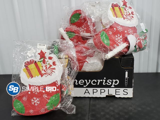 Lot 58-41432 - Lot of (7) New Candy Cane Pinatas with Stick, Blindfold and Confetti