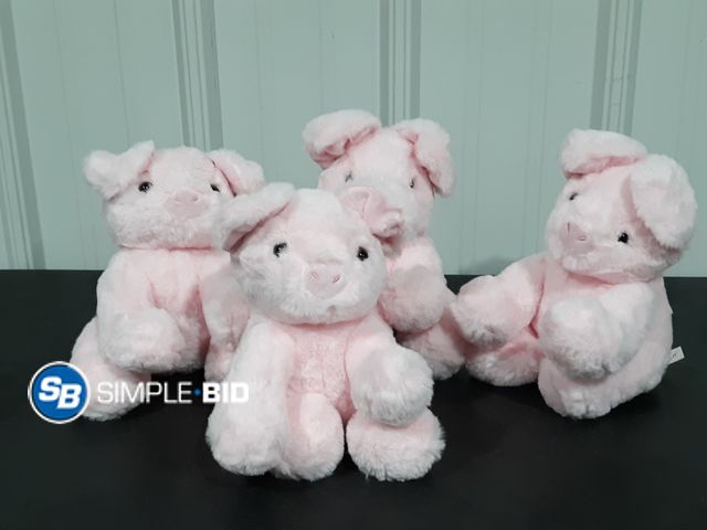Lot 58-35129 - Lot of (4) New Cuddly fluffy plush pigs