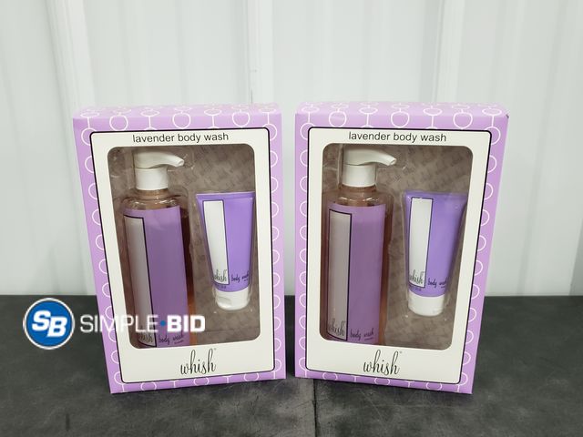 Lot 58-41320 - Lot of (2) WHISH -- Lavender Body Wash Sets - unopened