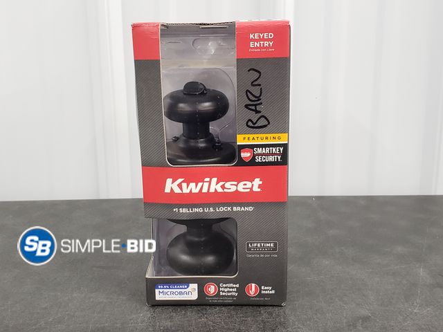 Lot 58-29563 - Kwikset Keyed Entry Door Knobs - Oil Rubbed Bronze - New