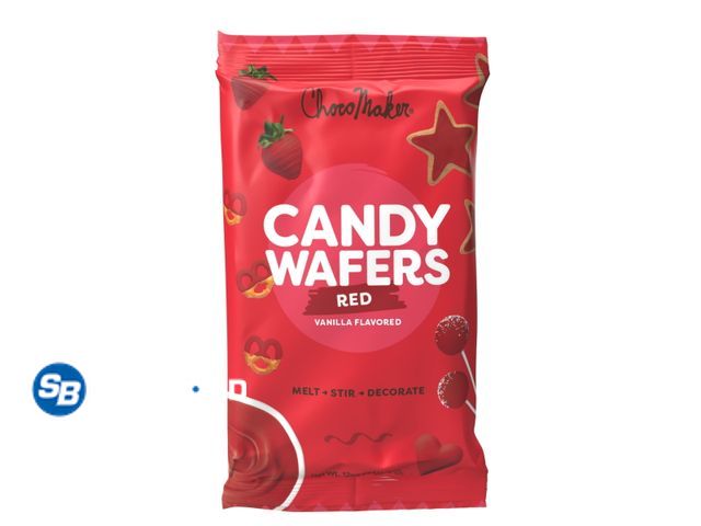 Lot 58-62215 - Lot of (5) New ChocoMaker Red Vanilla Flavored Candy Wafers, 12oz, Gluten Free, Wheat Free, Contains...
