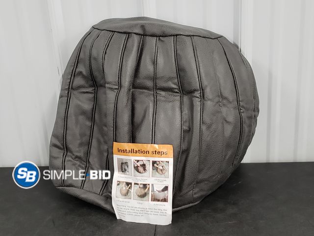 Lot 58-59528 - Thgonwid Grey Faux Suede Pouf Ottoman Cover