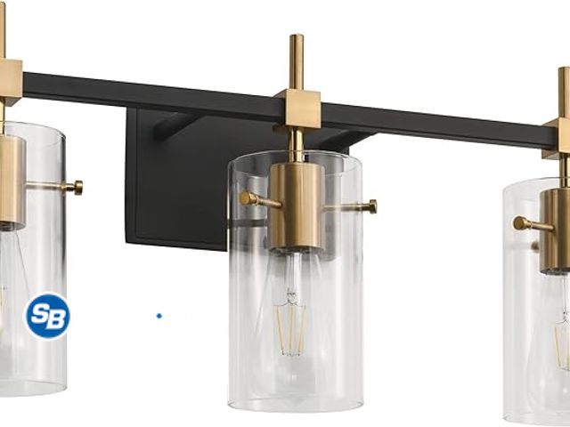 Lot 58-58784 - New SOLFART Vintage Vanity Lights Bathroom Light Fixture Over Mirror for Bath Glass Shade Light Blac...