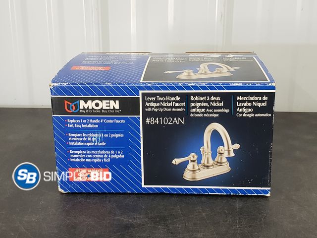 Lot 58-71869 - Moen Lever Two-Handle Antique Nickel Faucet - appears unused