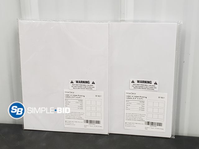 Lot 58-58060 - Lot of (2) New MaxGear Laser or inkjet Printing Labels 2.5" x 2.5" 30 sheets in each package