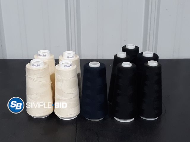 Lot 58-28906 - Lot of Maxi Lock Thread - (1) Navy Blue, (5) Black and (4) Eggshell