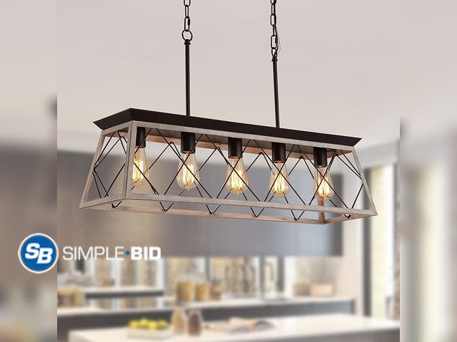 Lot 58-34300 - Dining Room Chandelier Light Fixtures,Farmhouse Rustic Vintage Antique Linear Chandeliers Pendant Ce...