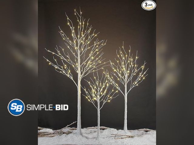 Lot 58-35302 - New LIGHTSHARE LED Birch Tree Light Set - 4ft, 6ft, 8ft Trees with Warm White Lights - Indoor Outdoo...