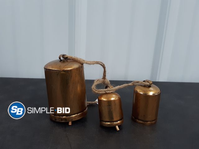 Lot 58-37189 - Set of 3 Harmony Rustic Gold Christmas Bells for Decoration - Perfect for Cow Bell, Door Hanging, St...