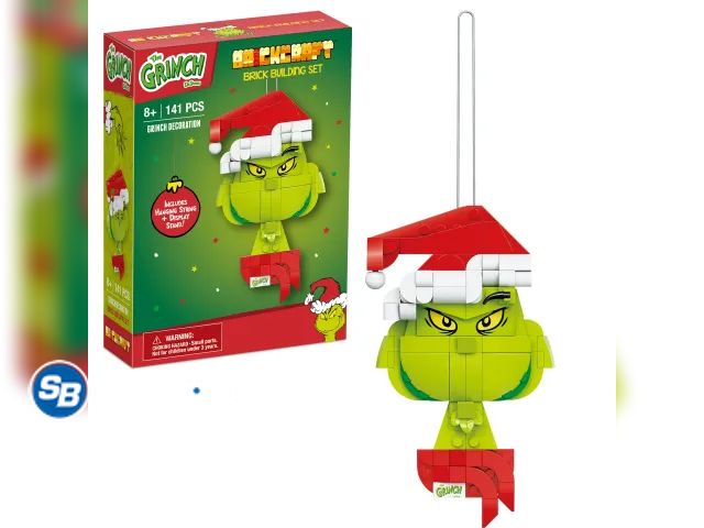 Lot 58-34379 - New Brickcraft Grinch Decoration Brick Building Kit (141-Plastic Piece Set), Limited Edition, Hangin...