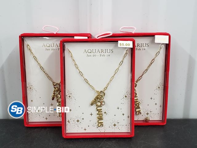 Lot 58-62718 - Lot of (3) New Zodiac AQUARIUS Necklaces - Jan 20- Feb 18