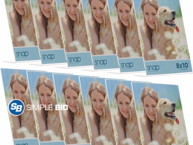 Lot 58-19858 - New Set of 12 Snap 8"x10" Clear Acrylic Self Standing Photo Frames for Showcasing Memories - Great f...