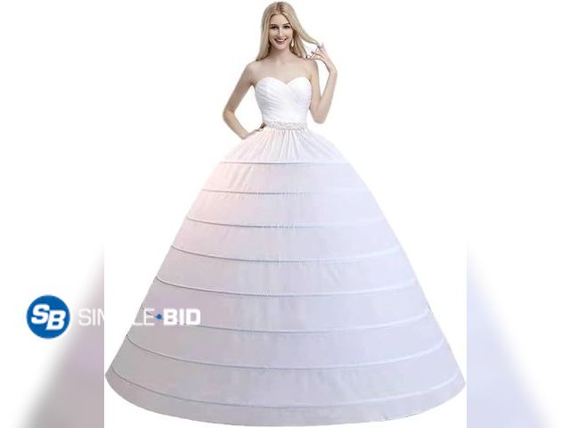 Lot 58-28679 - New Hazhlko Women's 8 Hoops Super Puffy Petticoats Half Slip Skirt Floor Length Underskirt for Weddi...