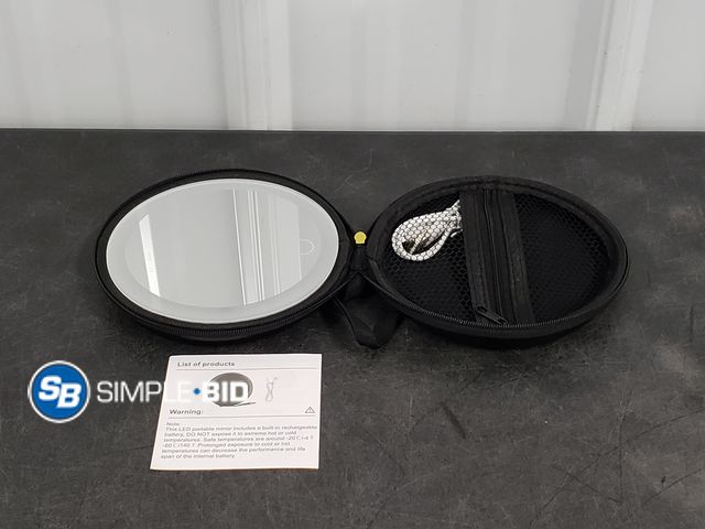 Lot 58-56391 - New Travel LED portable Mirror includes built in Rechargeable battery