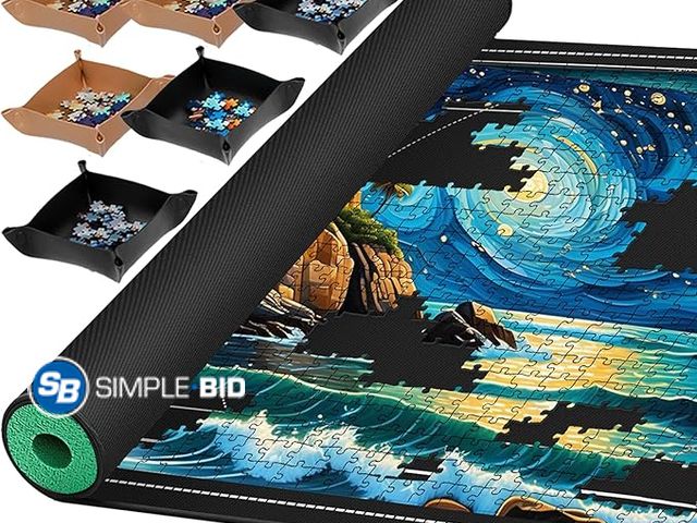 Lot 58-28635 - New Jigsaw Puzzle Mat Roll Up, Portable Saver Pad 48” x 31” Up to 2000 Pieces, Puzzles Matt Rollup w...