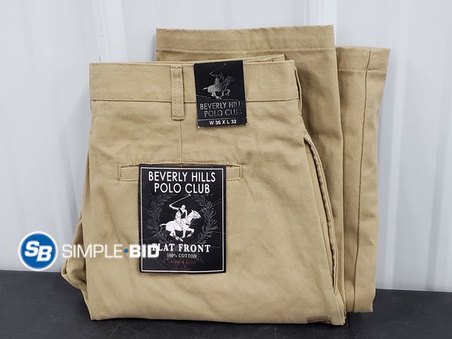 Lot 58-58418 - Beverly Hills Polo Club Flat Front Kahki Pants - Size 36 x 32 - New
