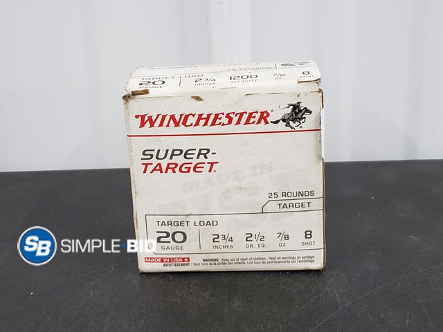 Lot 58-40469 - Winchester Super Target  20 Gauge 2 3/4" 7/8oz 8 Shot - (25) Rounds