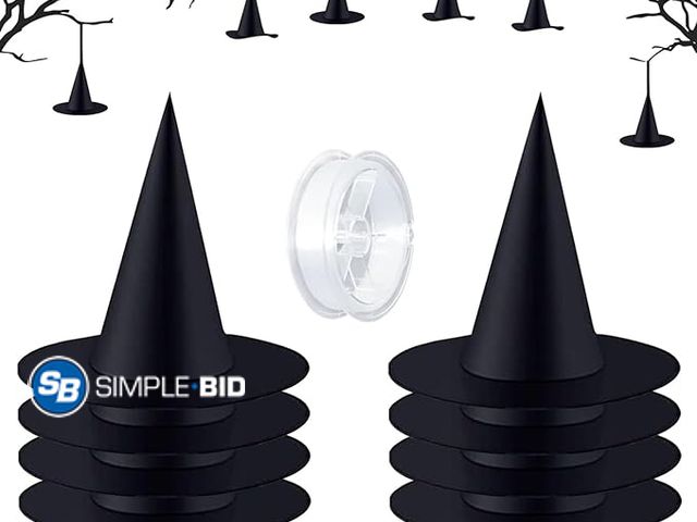 Lot 58-17370 - New 10 Pieces Witch Hat, Halloween Costume and Hanging Decorations, Black X-Large Party Yard Decor W...