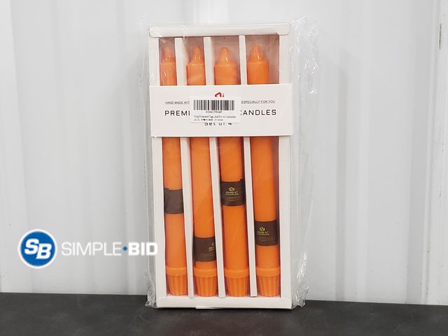 Lot 58-59278 - 10" Orange Taper Candles Set of (4)  - Unscented, Dripless