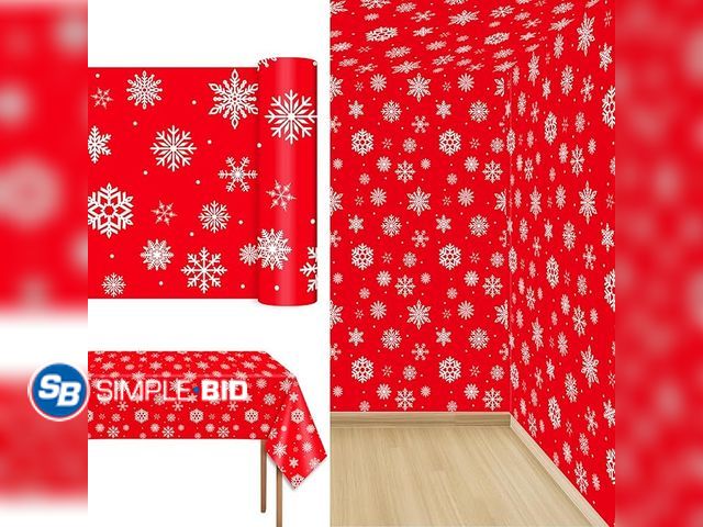 Lot 58-27384 - New gisgfim 100 Ft x 51 Inch Snowflake Tablecloth Roll Christmas Themed Snowflake Printed Disposable...