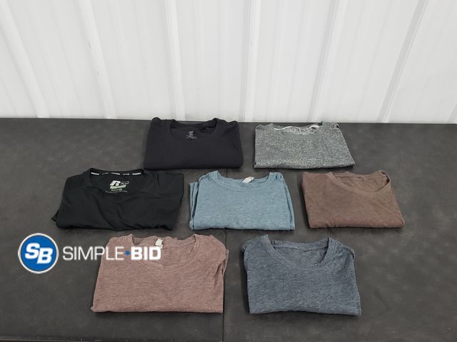 Lot 58-77170 - Lot of (7) MEN'S T-Shirts - Plain Shirts - Dri Fit - variety of styles - mostly XL - used but in goo...