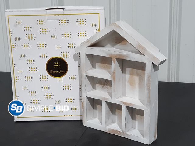 Lot 58-34202 - Little White Washed Wooden House Shelf to Put Trinkets On