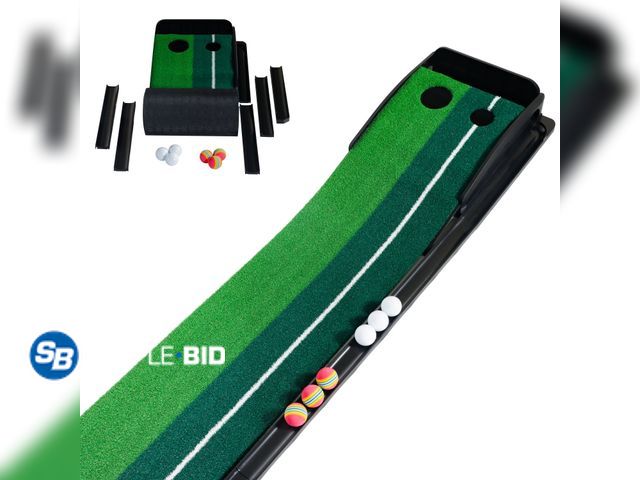 Lot 58-54188 - New Golf Practice Indoor Putting Green Mat Machine with Ball Return