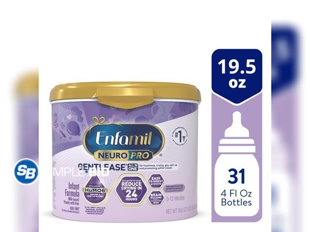 Lot 58-35280 - New Enfamil NeuroPro Gentlease Powder Baby Formula for Premium Digestive Support, 19.5 oz Tub -- BB ...