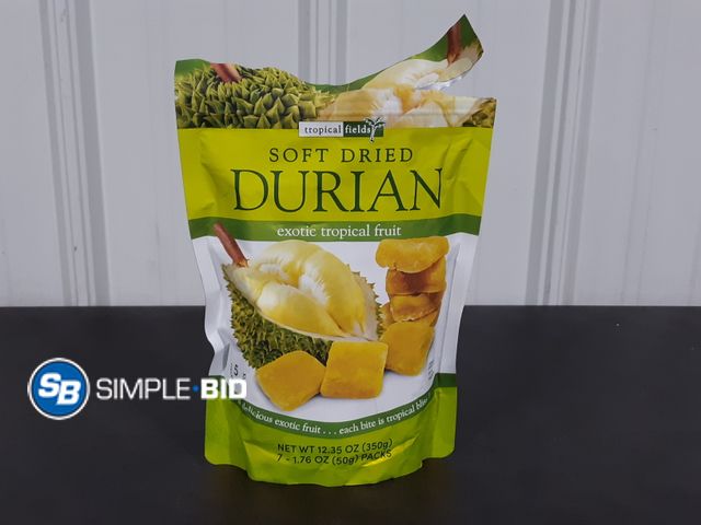 Lot 58-29838 - Tropical Fields Soft Dried Durian Exotic Tropical Fruit - 7 individual packages with 5 in each - uno...