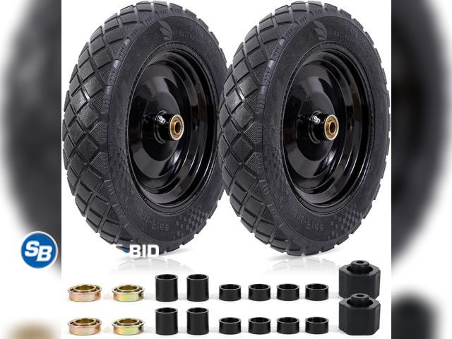 Lot 58-75994 - New MZREXN 4.80/4.00-8" Wheelbarrow Tires, 15" Flat Free Tire and Wheel 3.00-4.00/4.80-8" Solid Tire...