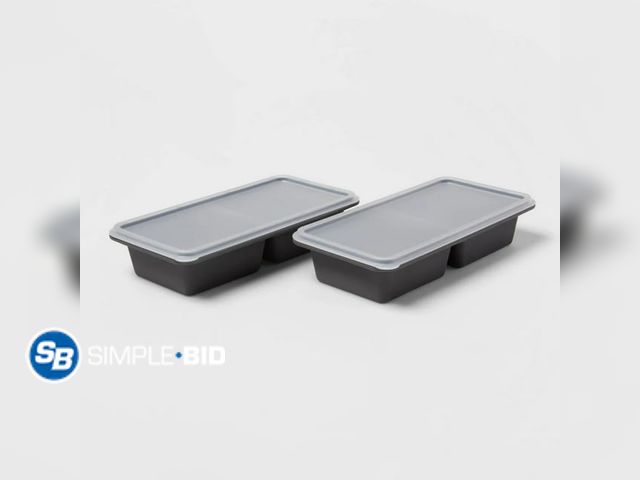 Lot 58-17933 - Lot of (3) New 1 Cup Freeze Cube Molds with Lid (Set of 2) Makes two 1-cup portions - Made By Design