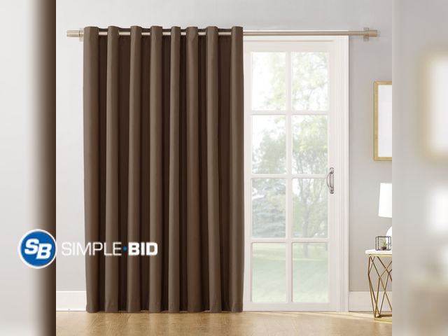 Lot 58-60134 - New Mainstays Thermal Lined Room Darkening Sliding Glass Door Grommet Curtain Panel, 100" x 84", Bro...