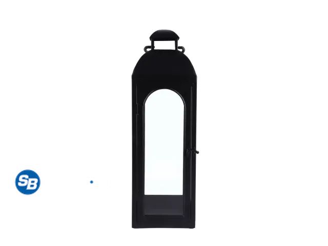 Lot 58-58518 - New Better Homes &amp; Gardens Black Metal Lantern Candle Holder, 20", Large (1) side the glass is B...