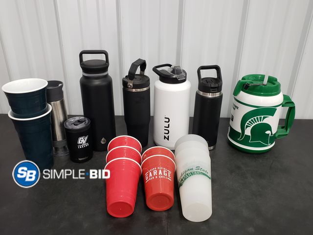 Lot 58-67911 - Box of Misc. Tumblers and Cups - (1) Stanley and (1) Yeti - Used But in Good Condition