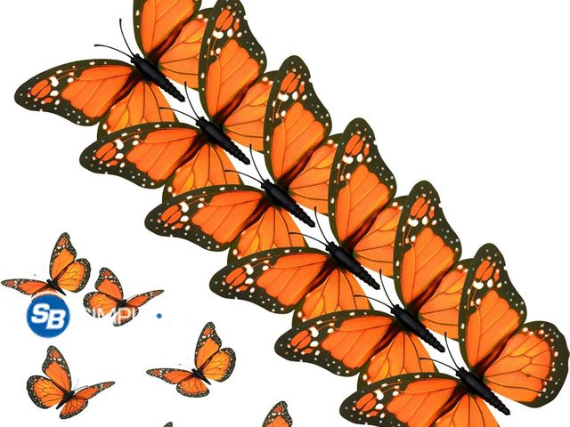 Lot 58-74126 - New Monarch Butterfly Decorations, 4.72'' Orange Premium Artificial Monarch Butterfly to Decorate fo...
