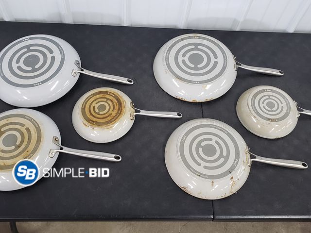 Lot 58-84559 - Set of (6) T-Fal Frying Pans - light use - Great for an extra set, Cottage, Cabin, College Student -...