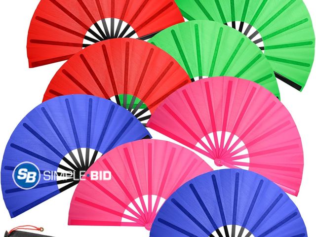 Lot 58-68633 - New 8 PCS Large Folding Fans Set for Line Dance &amp; Popping, Boots on The Ground Hand Fans with Fa...