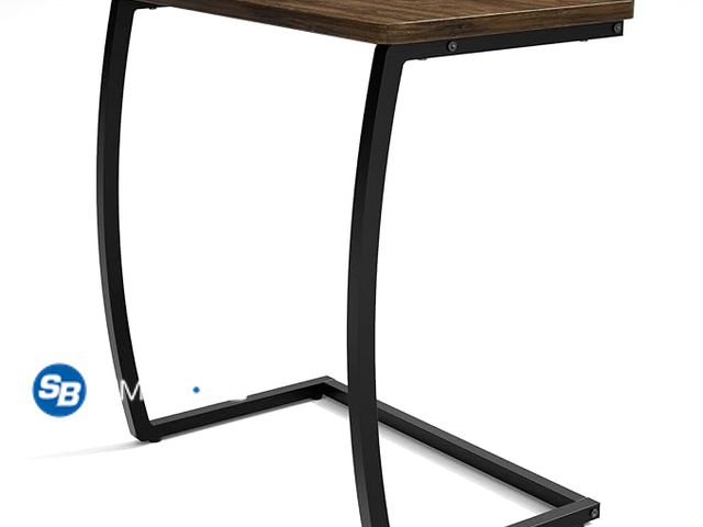 Lot 58-28633 - SRIWATANA Side Table, C-Shaped End Table with Rolling Wheels,Rustic Sofa Couch Table for Laptop Coff...