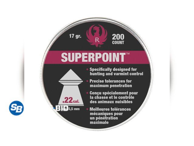 Lot 58-38208 - New Ruger Air Gun Pellet Ammunition- .22 Caliber 5.5mm Pointed 200count. Lead Pellets