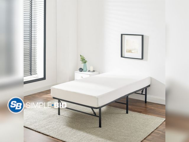 Lot 58-22011 - New Mainstays 14" High Profile Foldable Steel Twin Platform Bed Frame, Black